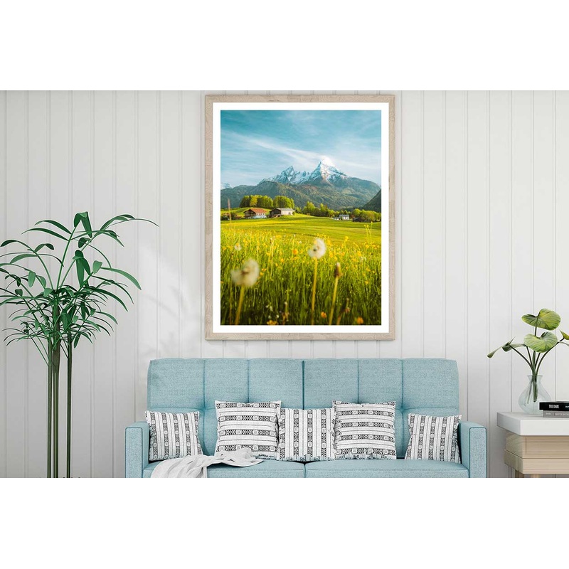 Alpine Mountain with Meadows View Photograph Home Decor Premium Quality Poster Print Choose Your Sizes