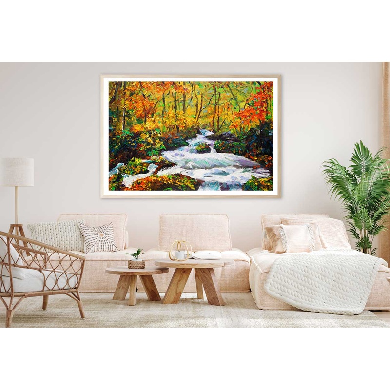 Autumn Trees Cascade Oil Painting Home Decor Premium Quality Poster Print Choose Your Sizes