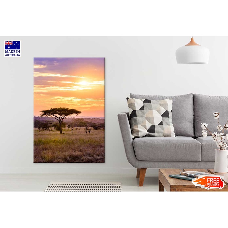 Sunset Scenery in Savannah Safari Photograph Print 100% Australian Made