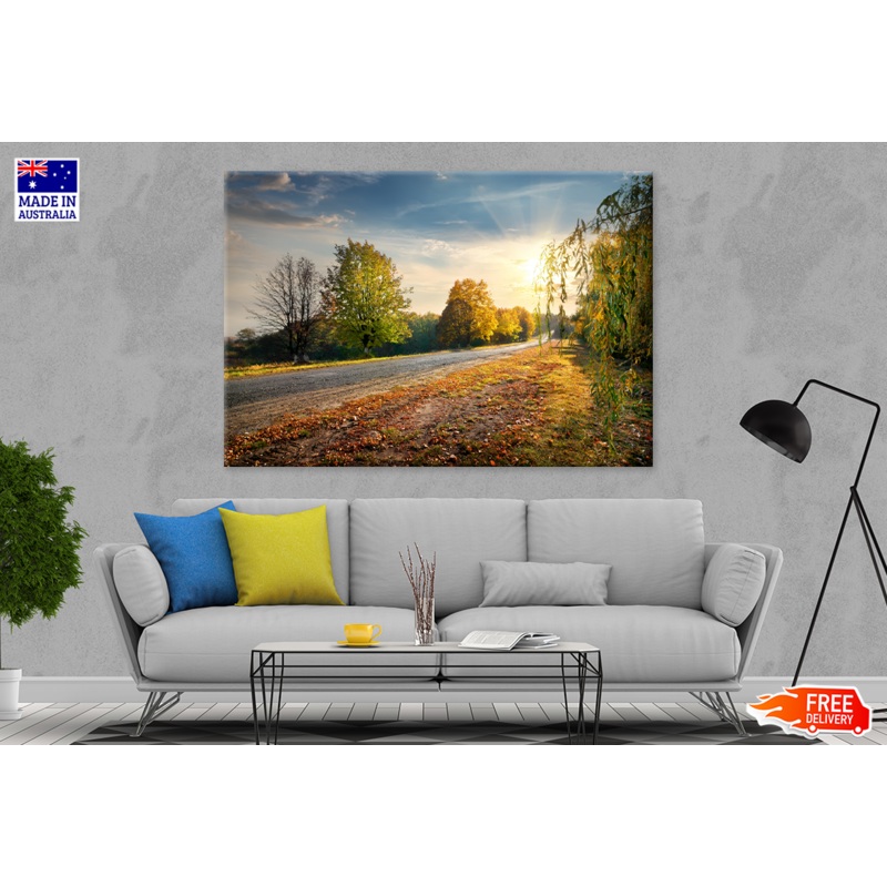 Trees & Road Sunset Sky View Print 100% Australian Made