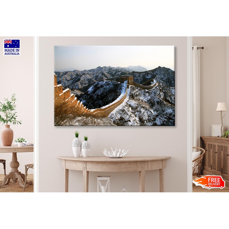 View Of the Great Wall of China in The Snow Wall Art Decor 100% Australian Made