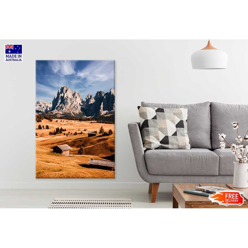 Wooden Chalets View in Dolomites Print 100% Australian Made
