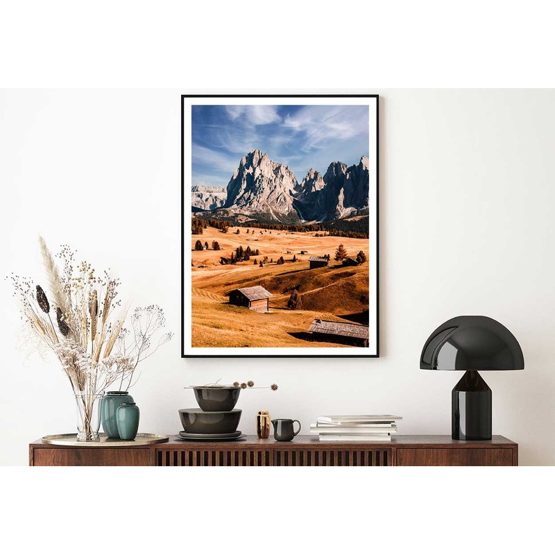 Wooden Chalets View Photograph in Dolomites Home Decor Premium Quality Poster Print Choose Your Sizes