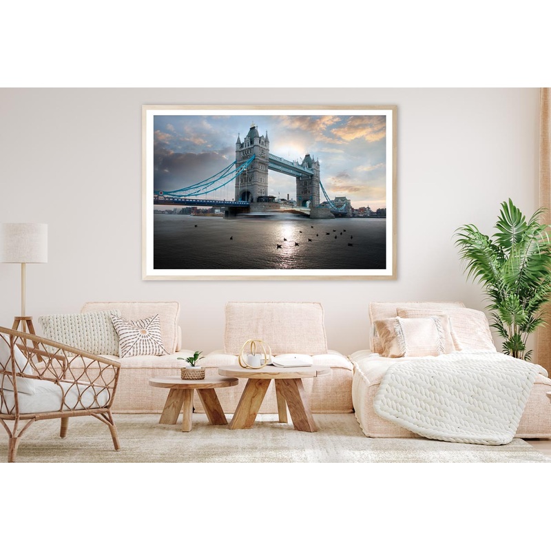 Tower Bridge During Evening, London, UK Home Decor Premium Quality Poster Print Choose Your Sizes