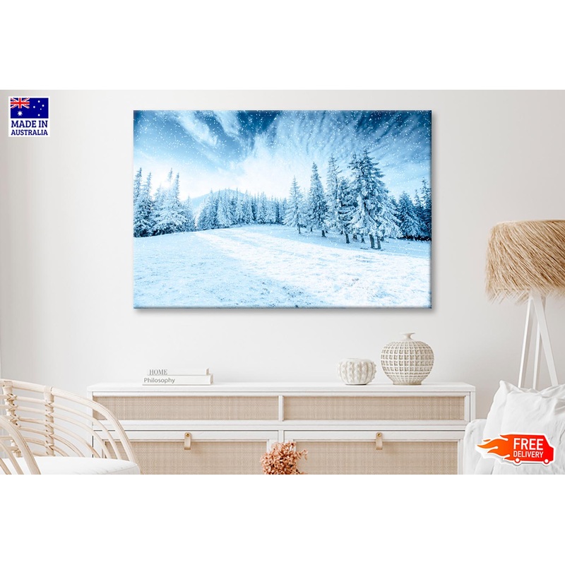 Winter Tree In Snow Wall Art Decor 100% Australian Made