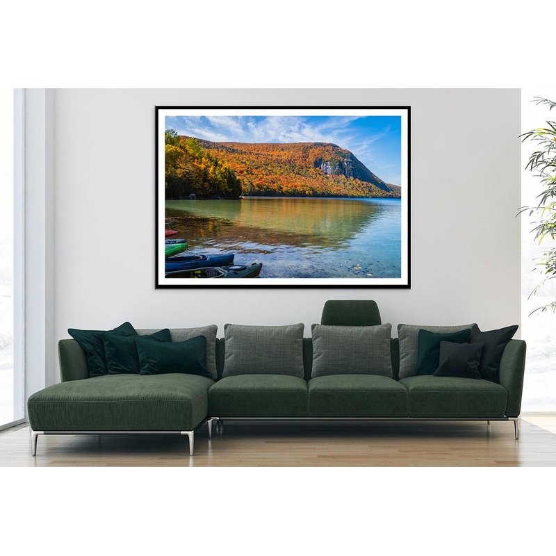 Autumn Forest With Lake & Boats Home Decor Premium Quality Poster Print Choose Your Sizes