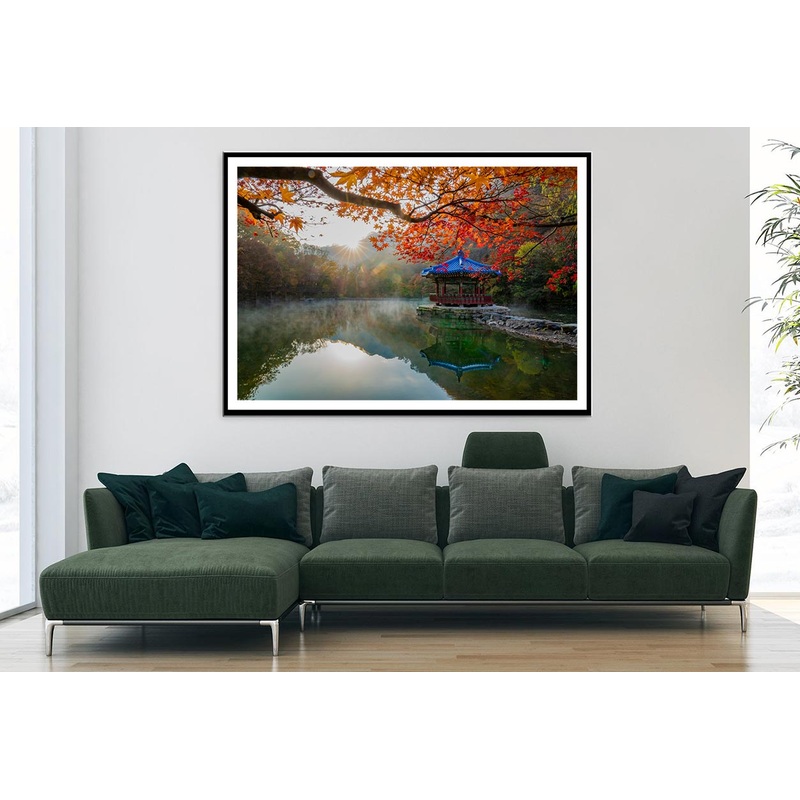 Autumn Leaves On Shore Of The Lake Home Decor Premium Quality Poster Print Choose Your Sizes