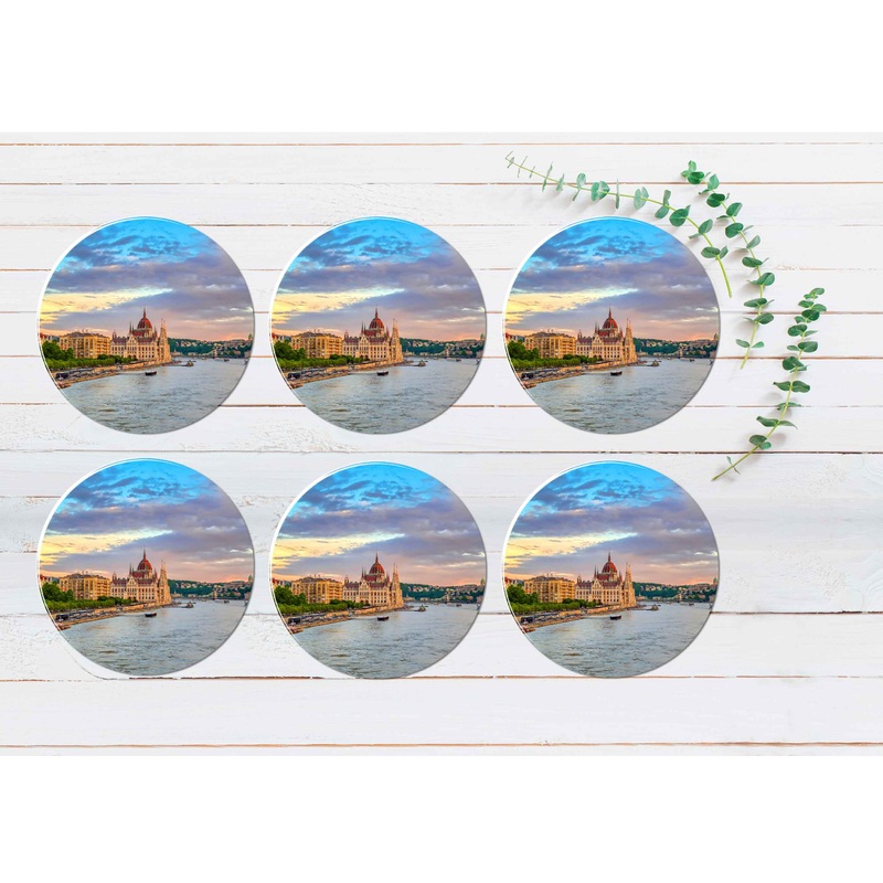 The Hungarian Parliament Building Coasters Wood & Rubber - Set of 6 Coasters