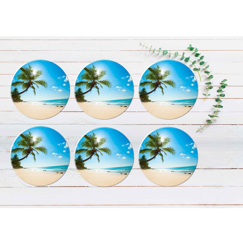Untouched tropical beach in Sri Lanka Coasters Wood & Rubber - Set of 6 Coasters