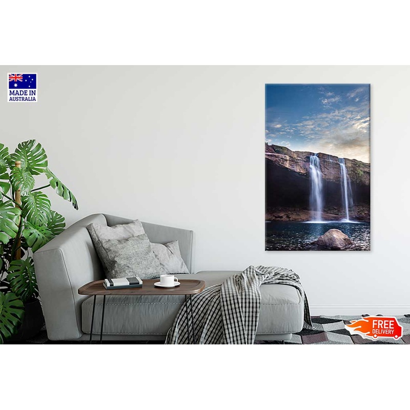 Waterfall Falling From Mountain Print 100% Australian Made
