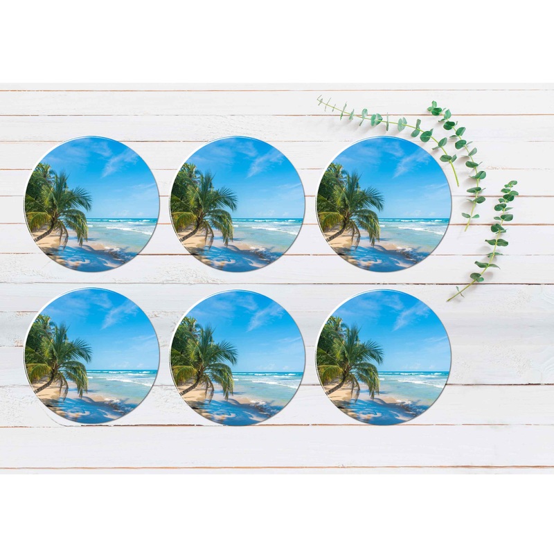 Wild Beach Close To Costa Rica Coasters Wood & Rubber - Set of 6 Coasters