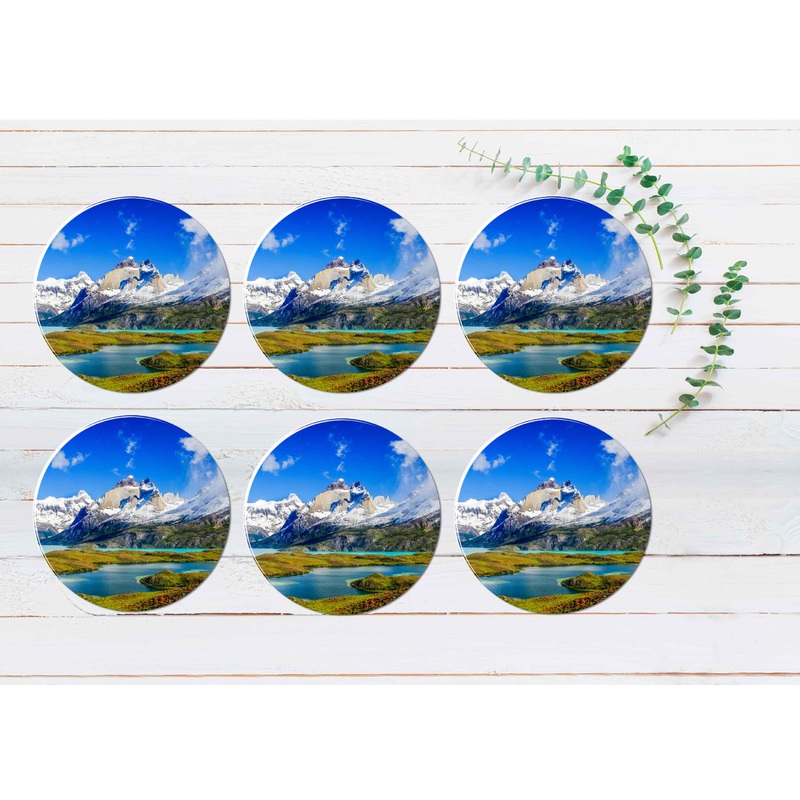 Winding Road & Lake of Andes Mountain Coasters Wood & Rubber - Set of 6 Coasters