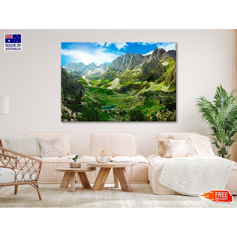 Amazing View of Mountain Lakes in Albanian Alps Print 100% Australian Made