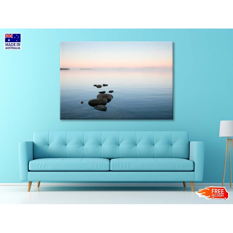 Beautiful Sea Bay Scenery with the Row of Stones Print 100% Australian Made
