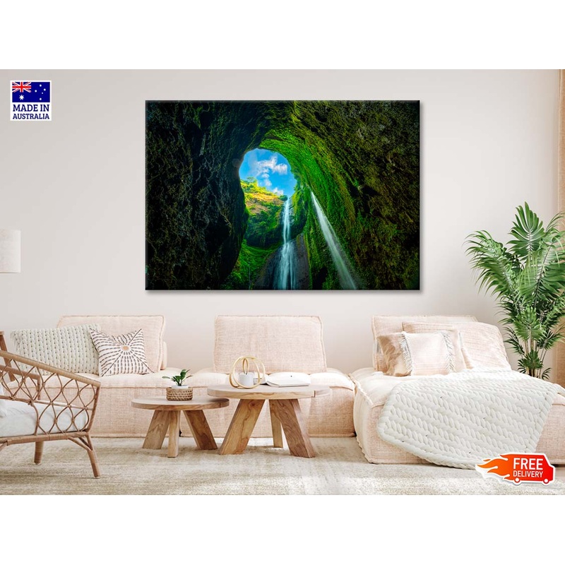 Beautiful Waterfalls in Sunny Day Indonesia Print 100% Australian Made