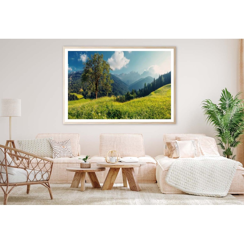 The Alps with Fresh Green Meadows with Mountains Home Decor Premium Quality Poster Print Choose Your Sizes
