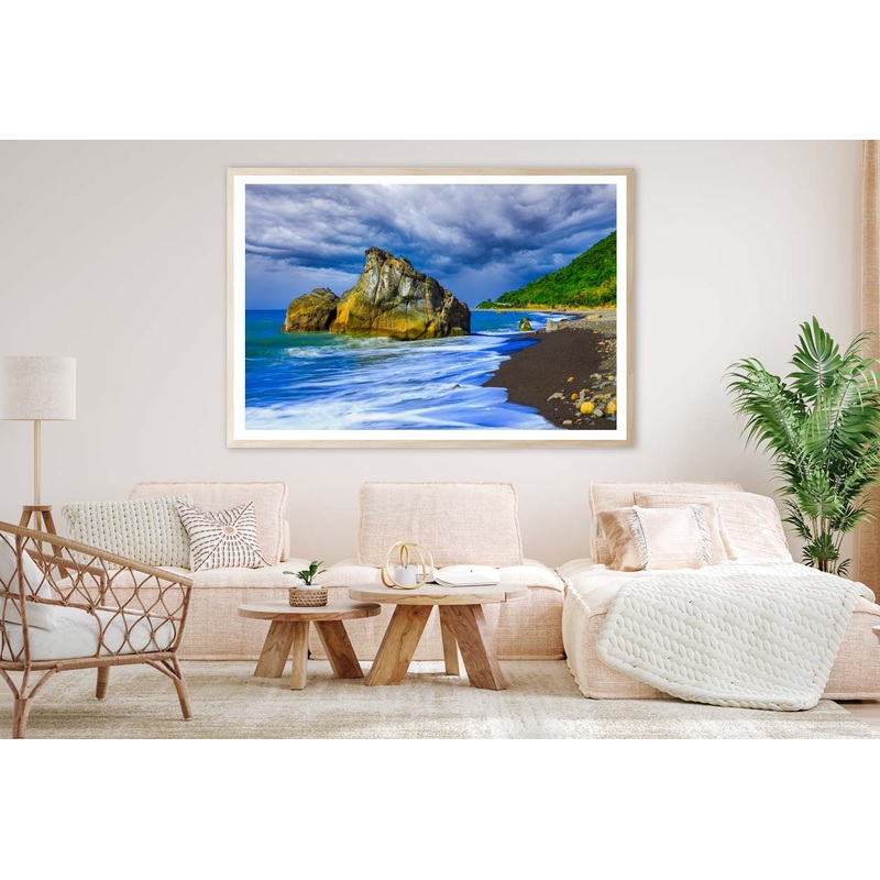 Two Big Stone with Salt in the Sea Home Decor Premium Quality Poster Print Choose Your Sizes