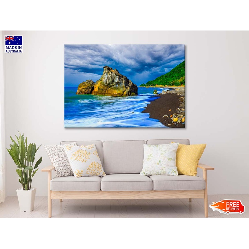 Two Big Stone with Salt in the Sea Print 100% Australian Made