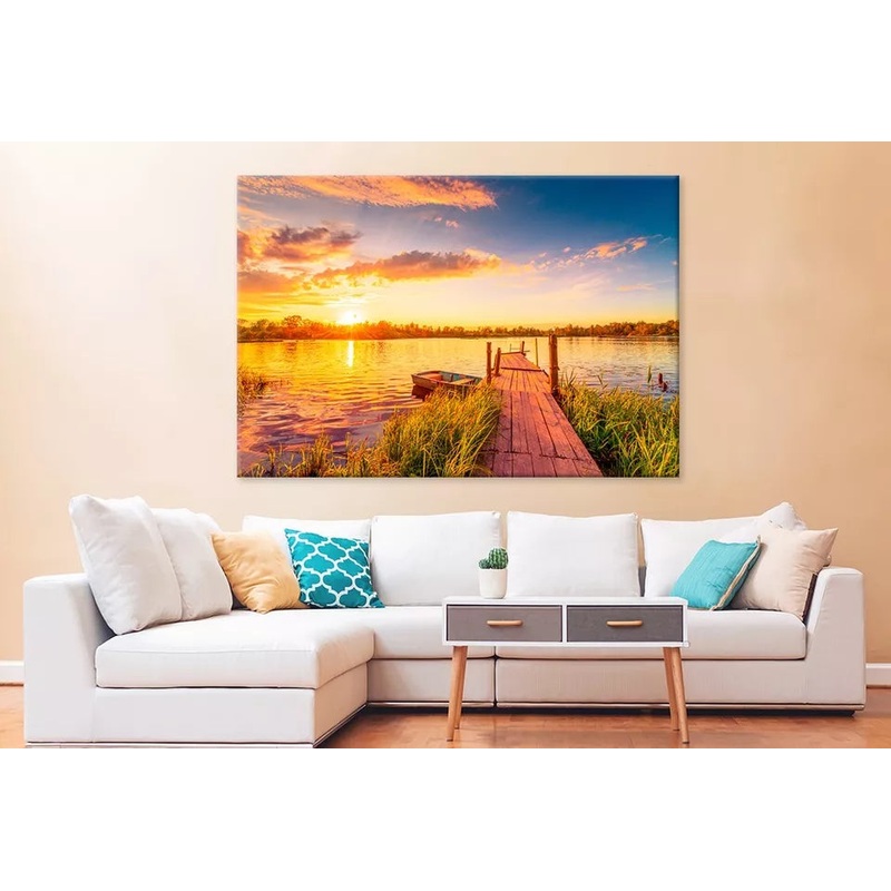 Vibrant Sunset Over The Lake Wall Art Decor 100% Australian Made
