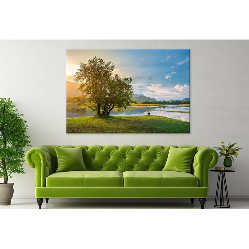 Woman Sitting On A Bench At Lake Wall Art Decor 100% Australian Made