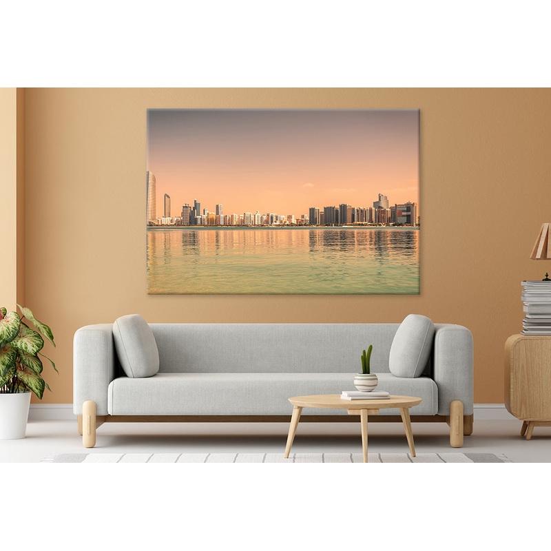 Abu Dhabi Skyline at Sunset Glow Wall Art Decor 100% Australian Made