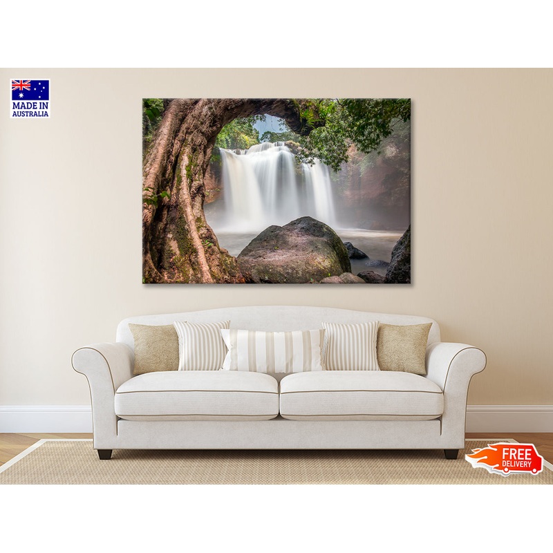 Amazing Water Fall with Rocks Print 100% Australian Made