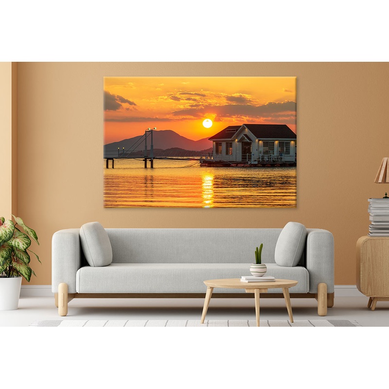 Sunset at Sacheon Port, Korea Wall Art Decor 100% Australian Made