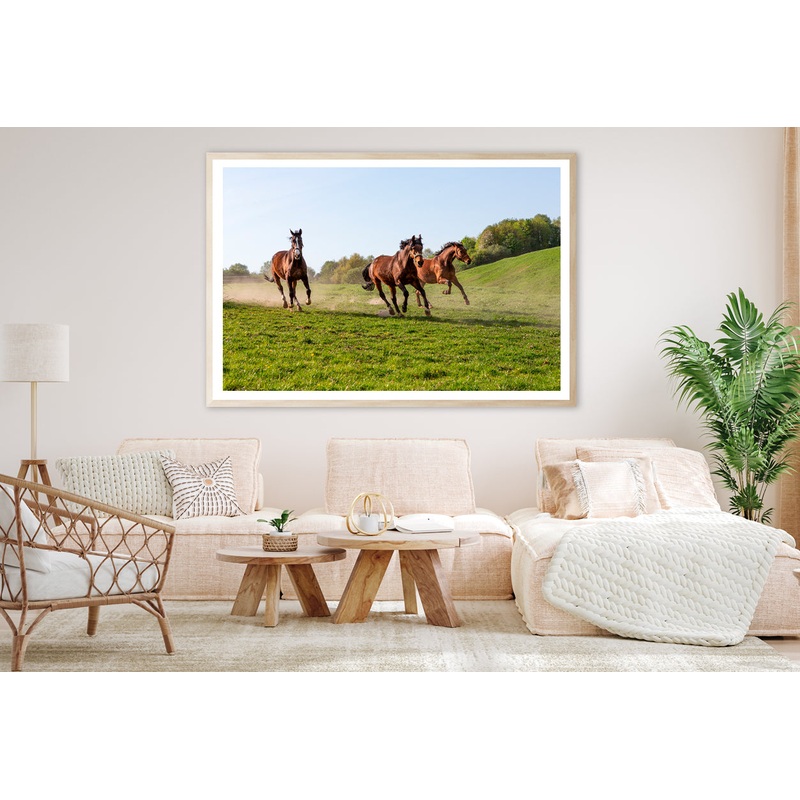 Three Horses at Full Gallop View Home Decor Premium Quality Poster Print Choose Your Sizes