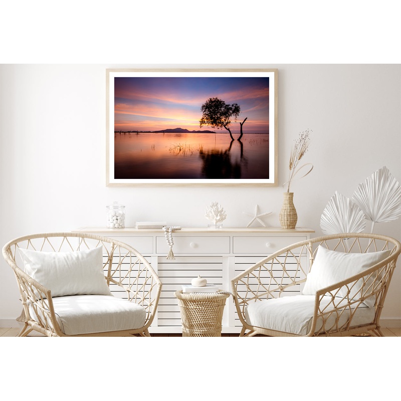 Tree and Lake in the Morning Home Decor Premium Quality Poster Print Choose Your Sizes