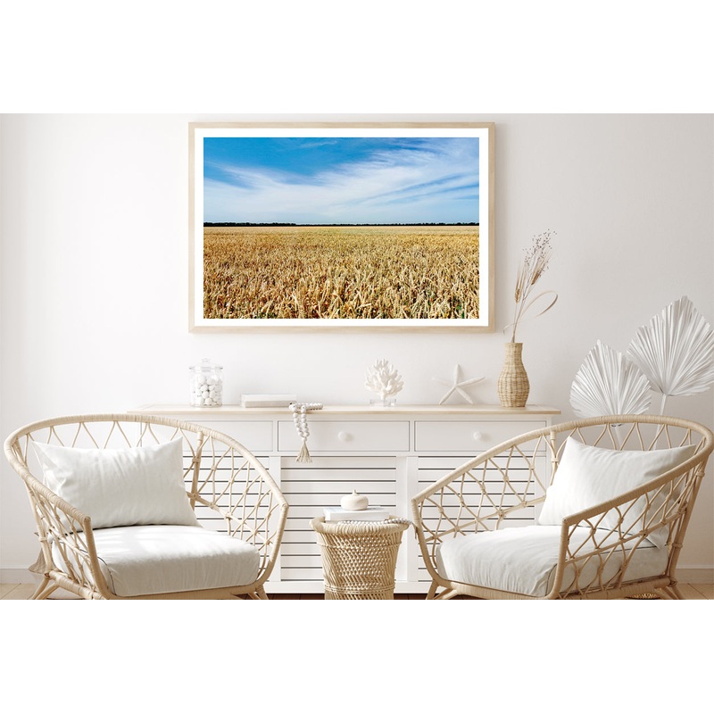 View of a Large Field Of Crops under a Blue Sky Home Decor Premium Quality Poster Print Choose Your Sizes