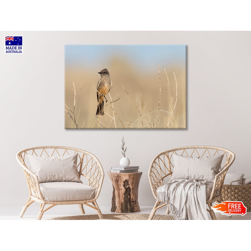 A Bird Perched On a Branch Close-up View Print 100% Australian Made