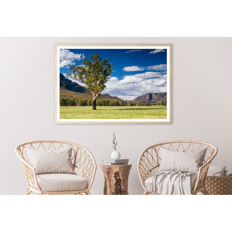 A Cloudy Sky and Mountains with Grass and Meadows Home Decor Premium Quality Poster Print Choose Your Sizes