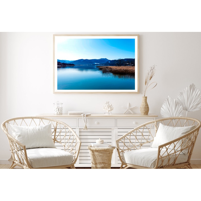 A Lake with a Blue Sky Overhead With Mountains Home Decor Premium Quality Poster Print Choose Your Sizes