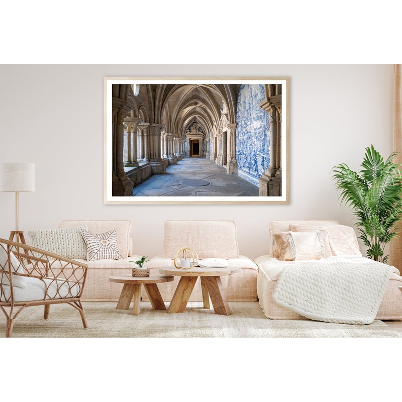 A Large Stone Hallway with Columns Architecture Home Decor Premium Quality Poster Print Choose Your Sizes