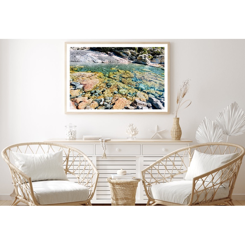 A Rocky Area with Water, Rocks and Plants Home Decor Premium Quality Poster Print Choose Your Sizes