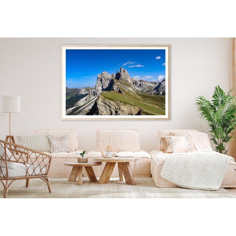 A Rocky Mountain with A Road in Grassy Areas Home Decor Premium Quality Poster Print Choose Your Sizes