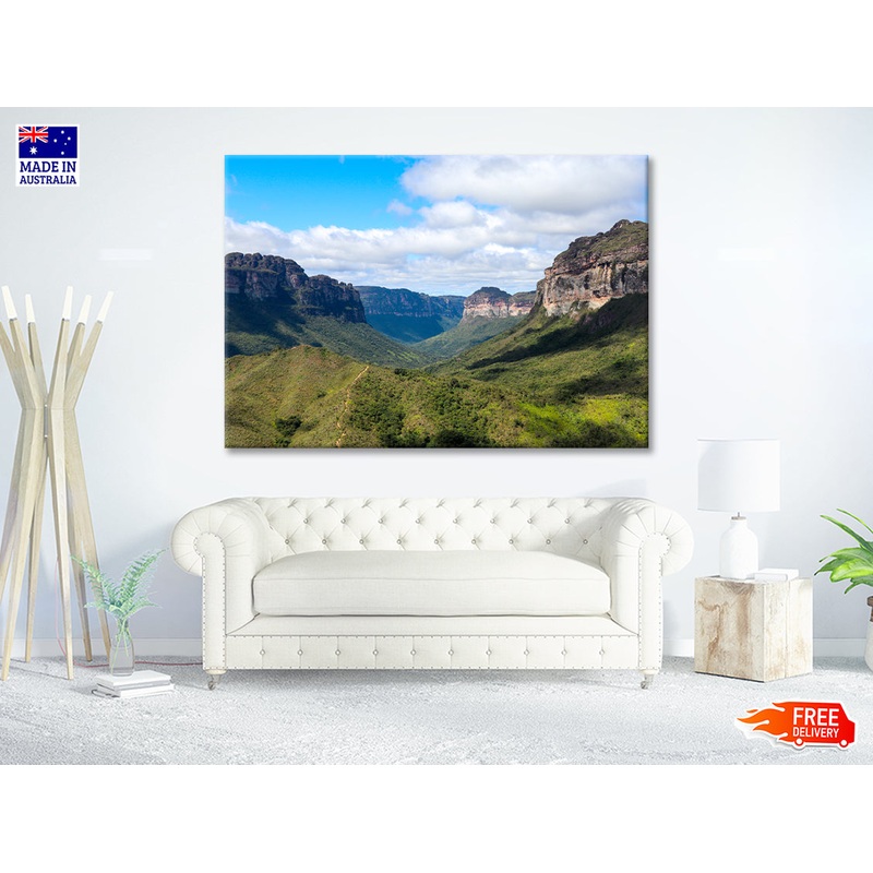 A Scenic View of a Valley with Mountains in Brazil Print 100% Australian Made