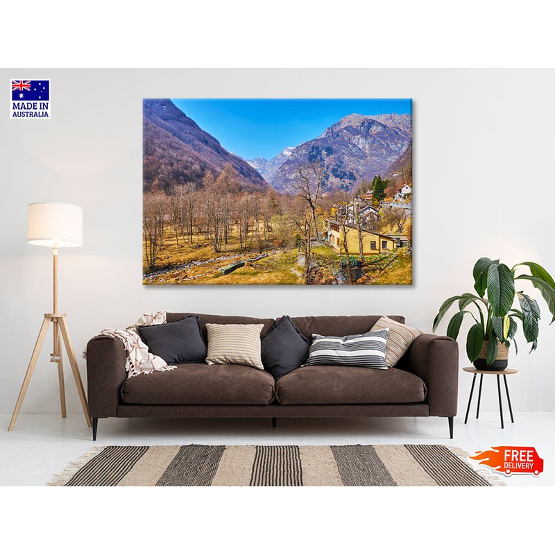 A Small Town Nestled In the Mountains in Switzerland Print 100% Australian Made