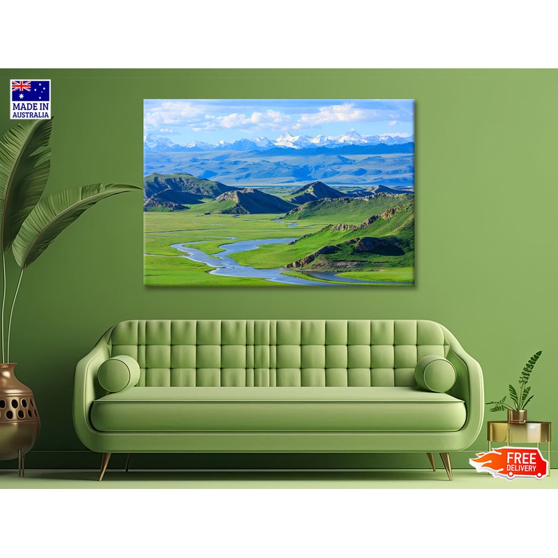 Beautiful Grassland and Mountain in China Print 100% Australian Made