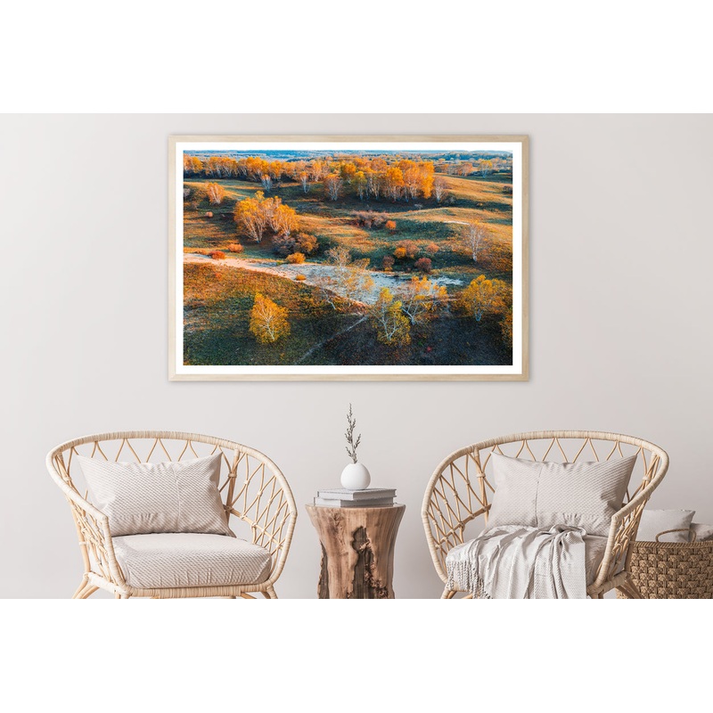 Beautiful Yellow Grassland Nature in autumn Home Decor Premium Quality Poster Print Choose Your Sizes