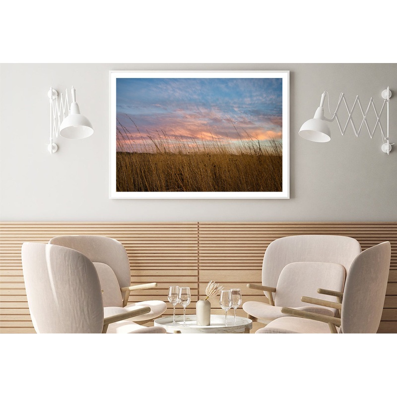 Sunset over Grasses with Beautiful Sky Home Decor Premium Quality Poster Print Choose Your Sizes
