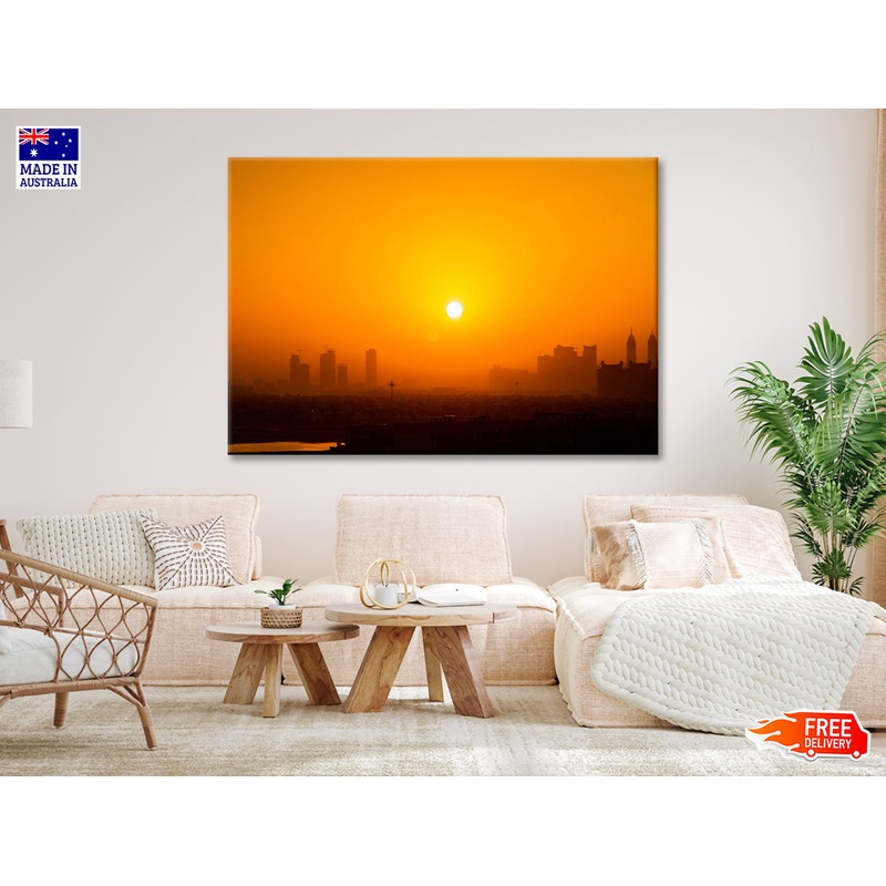 View of a City Skyline during Sunset Print 100% Australian Made