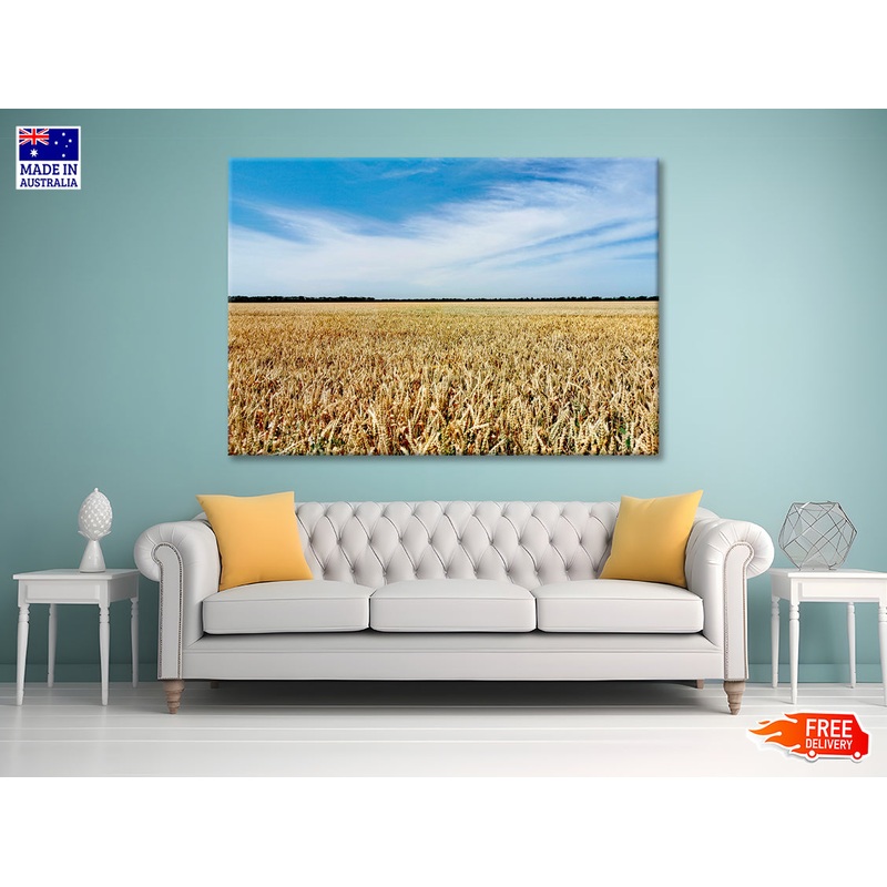 View of a Large Field Of Crops under a Blue Sky Print 100% Australian Made