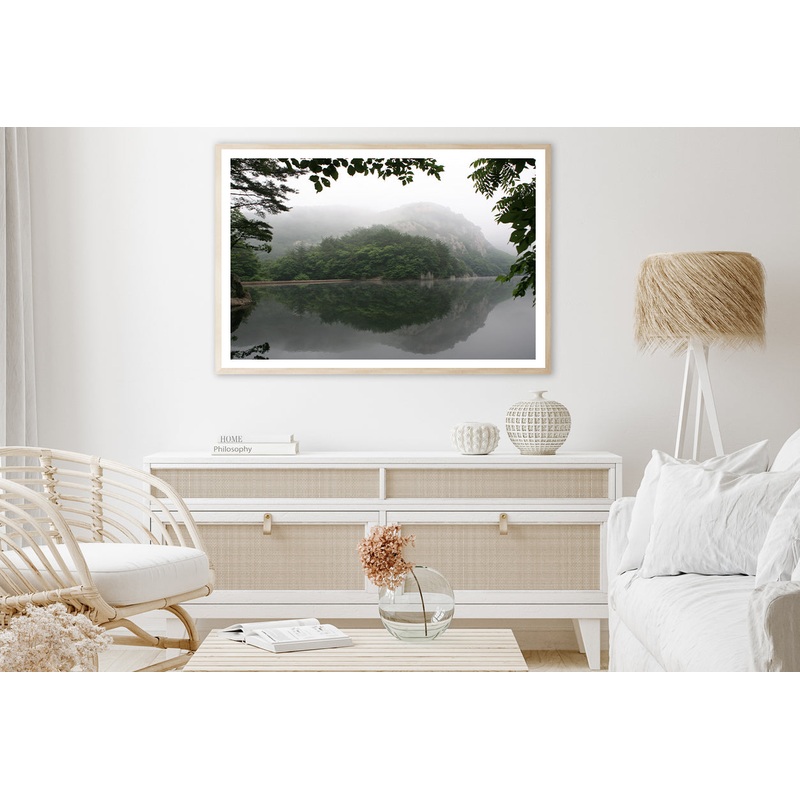 View of Morning on the Lake with Mountains Home Decor Premium Quality Poster Print Choose Your Sizes