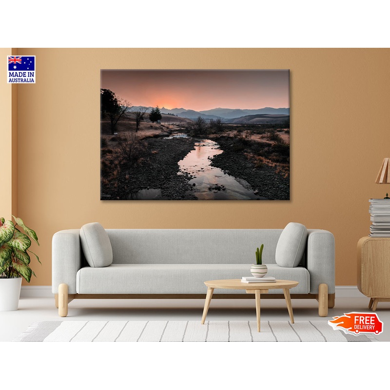 Water Running Through Dry Grass and Trees Print 100% Australian Made