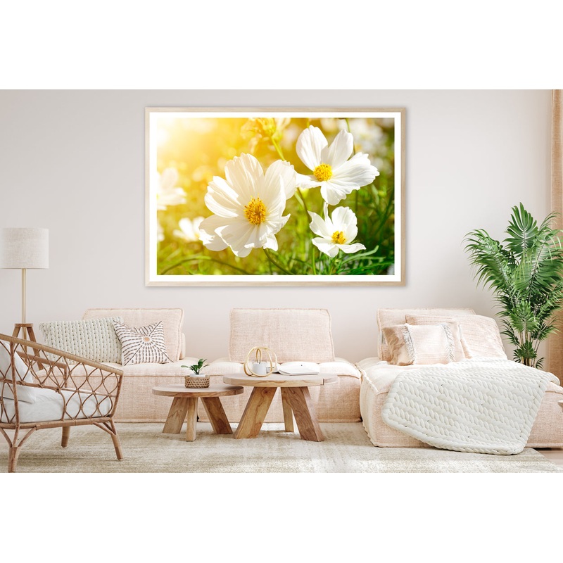 White Flowers Close-Up View In Garden Home Decor Premium Quality Poster Print Choose Your Sizes