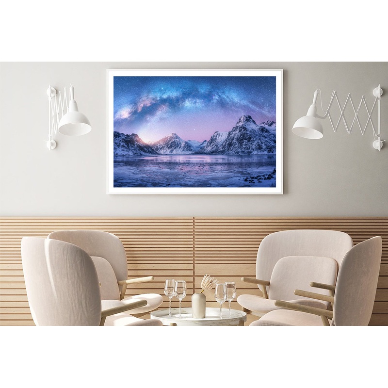 A Body of Water in the Foreground and Mountains Home Decor Premium Quality Poster Print Choose Your Sizes
