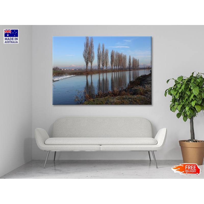 A Body of Water Surrounded By Trees & A Cloudy Sky Print 100% Australian Made