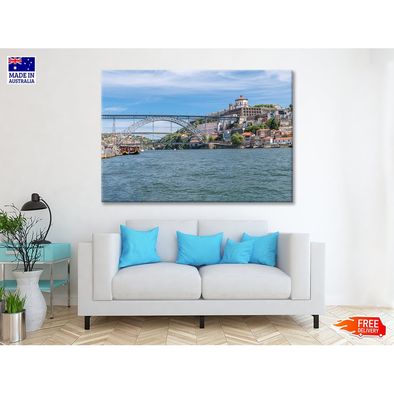 A Bridge Spanning Over a Body of Water with a Sky Print 100% Australian Made