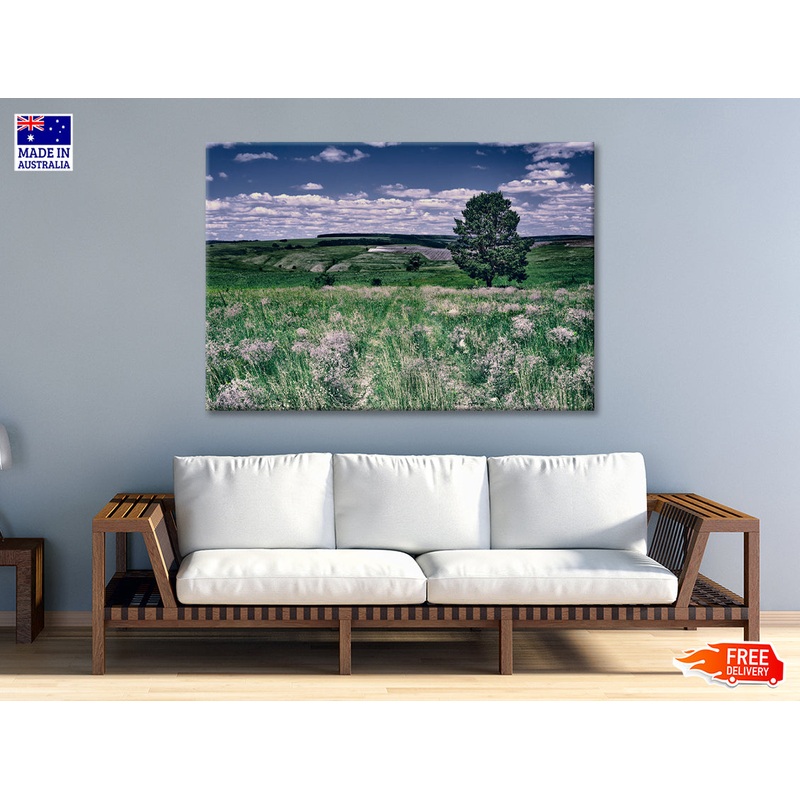 A Field Of Flowers with a Tree under a Sky Print 100% Australian Made